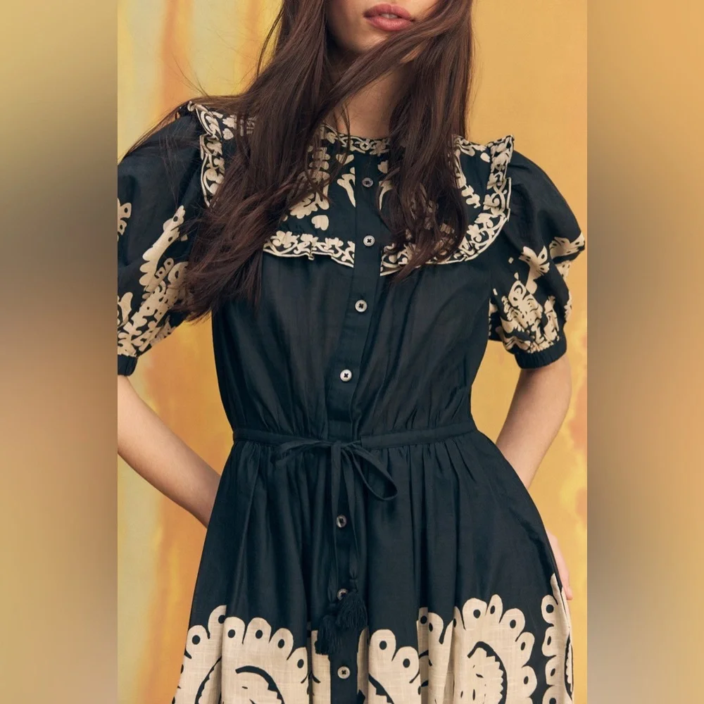 Sea New York Black and Cream Midi Dress - Picture 4 of 12